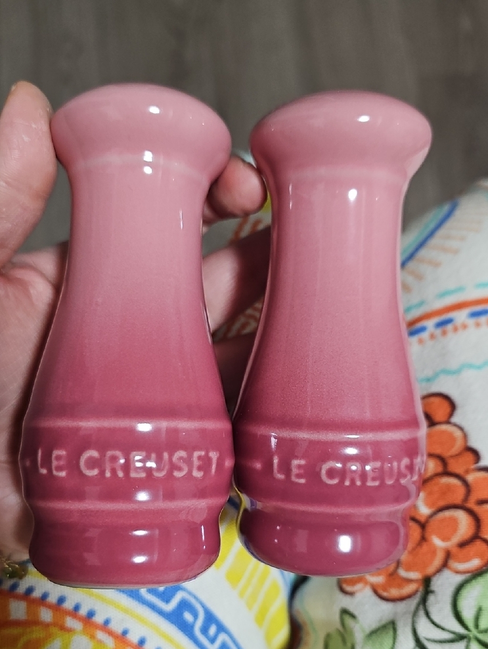 Le Creuset Pink Ombre Salt and Pepper Shakers